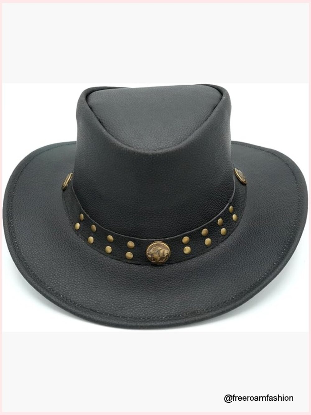 Genuine Cowhide Leather Cowboy Hat - Unisex Western Outback, Size L 58-59 cm